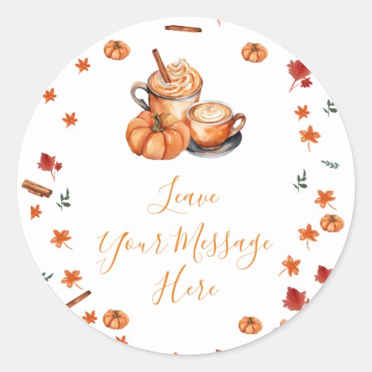 Baby shower Pumpkin Spice Coffee Love Your Message Ronde Sticker (Voorkant)