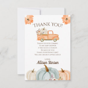 Baby shower Pumpkin Truck Bedankkaart