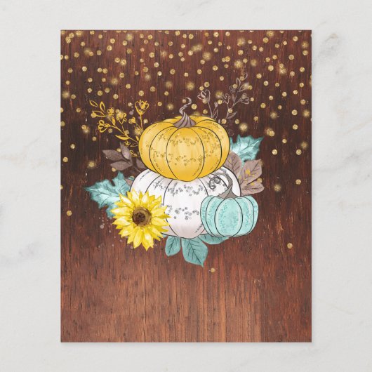 Baby shower Pumpkin Truck Rustic Barn Wood Autumn Flyer (Achterkant)