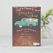Baby shower Pumpkin Truck Rustic Barn Wood Autumn Kaart (Staand voorkant)