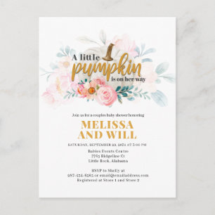Baby shower Pumpkin Waterverf Floral Uitnodiging Briefkaart