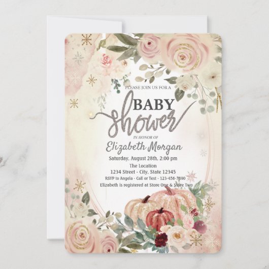 Baby shower Pumpkins Boho Flowers Kaart (Voorkant)