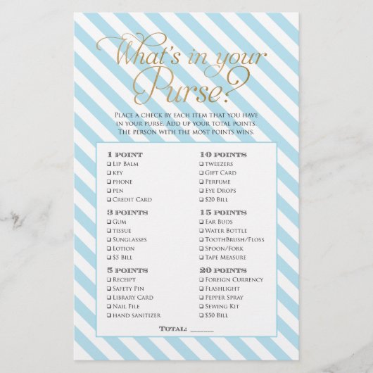 Baby shower Purse Game Flyer (Voorkant)