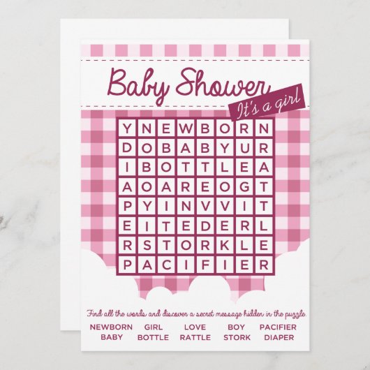 baby shower puzzel kaart (Voorkant / Achterkant)