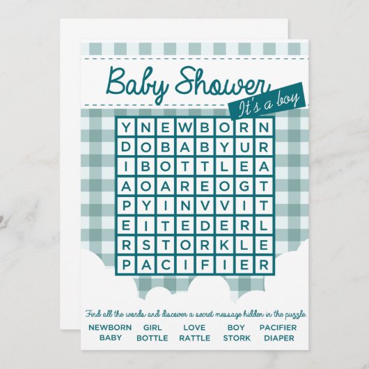 baby shower puzzel kaart (Voorkant / Achterkant)