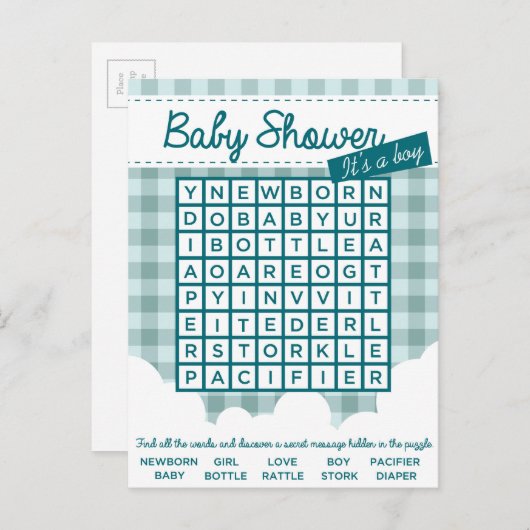 baby shower puzzel uitnodiging briefkaart (Voorkant / Achterkant)