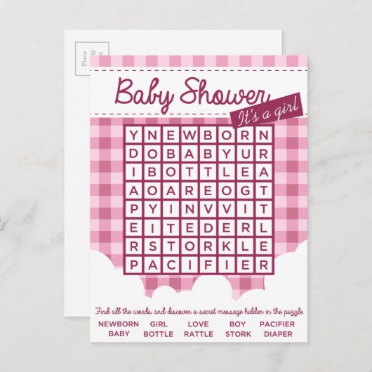 baby shower puzzel uitnodiging briefkaart (Voorkant / Achterkant)