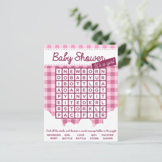 baby shower puzzel uitnodiging briefkaart (Staand voorkant)