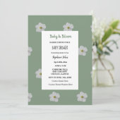 Baby shower QR Code Bloemen Bloem Sage Groen Schat Kaart (Staand voorkant)