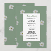 Baby shower QR Code Bloemen Bloem Sage Groen Schat Kaart (Voorkant / Achterkant)