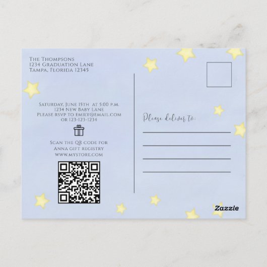 Baby shower QR-code Cadeauregister Nursery Rhyme Briefkaart (Achterkant)