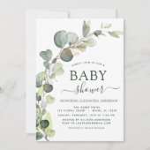 Baby shower QR-code Fotogroen Eucalyptus Kaart (Voorkant)