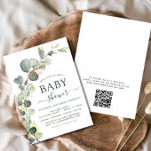 Baby shower QR Code Greenery Eucalyptus Kaart
