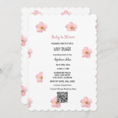 Baby shower QR Code Roze Bloemen Baby in Bloom Sch Kaart (Voorkant / Achterkant)