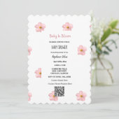 Baby shower QR Code Roze Bloemen Baby in Bloom Sch Kaart (Staand voorkant)