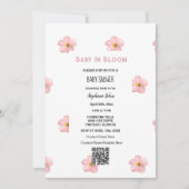 Baby shower QR Code Roze Bloemen Schattigee Baby i Kaart (Voorkant)