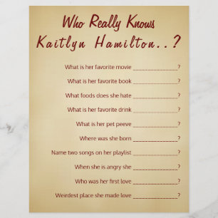 Baby shower Quiz Game Parchment
