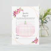 Baby shower raad dat Baby Food Game Pumpkin Kaart (Staand voorkant)