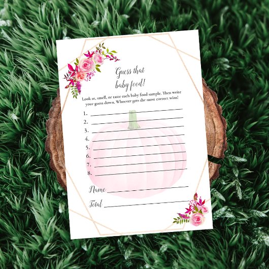 Baby shower raad dat Baby Food Game Pumpkin Kaart