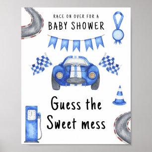 Baby shower raad de zoete puinhoop voor raceauto poster