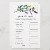 Baby shower Raad Prijs Spel Lavendel Eucalyptus Briefpapier (Voorkant / Achterkant)