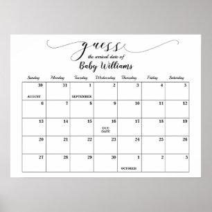 Baby shower Raad Vervaldatum agenda Poster