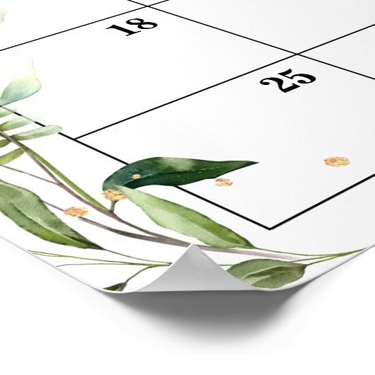 Baby Shower Raad Verwachte Datum Kalender Poster (Hoek)