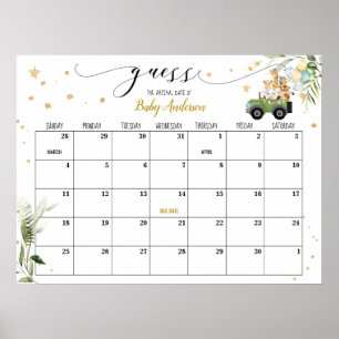Baby Shower Raad Verwachte Datum Kalender Poster