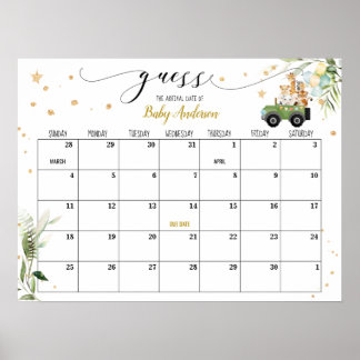 Baby Shower Raad Verwachte Datum Kalender Poster