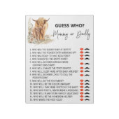 Baby shower raad wie de koe van Highland is Notitieblok (Linkerzijde)