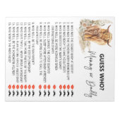 Baby shower raad wie de koe van Highland is Notitieblok (Voorkant)