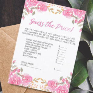 Baby shower raadt de Kaart Pink Floral Game