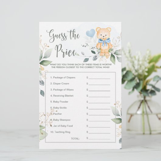 Baby shower raadt de prijs van Teddy Bear Statio (Staand voorkant)