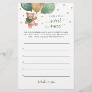 Baby shower raadt de Sweet Mess Game Teddy Bear