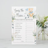 Baby shower raadt het prijsspel Teddy Bear Briefpapier (Staand voorkant)