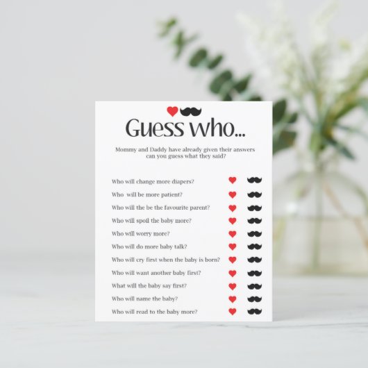 Baby shower raadt wie er speelt - eenvoudig en ele (Staand voorkant)