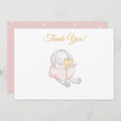 *~* Baby shower Rabbit Bunny Reading to Teddy Bedankkaart (Voorkant / Achterkant)