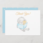 *~* Baby shower Rabbit Bunny Reading to Teddy Bedankkaart (Voorkant / Achterkant)