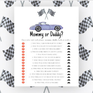 Baby shower race auto thema - mama of papa spel
