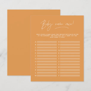 Baby shower raden de naam modern mosterd geel