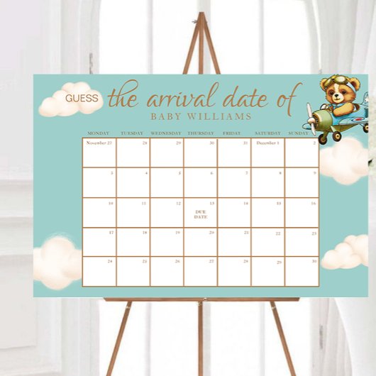 Baby shower raden de vervaldatum kalender Poster