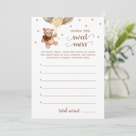 Baby shower raden de zoete puinhoop Teddy Bear Kaa Kaart (Staand voorkant)