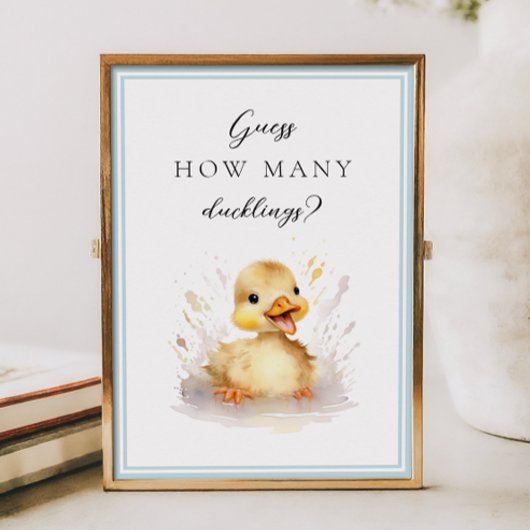 Baby shower raden hoeveel eendje teken poster
