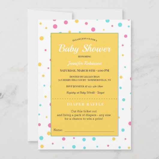 Baby shower Raffle Invitation Kaart (Voorkant)