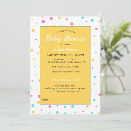 Baby shower Raffle Invitation Kaart (Staand voorkant)