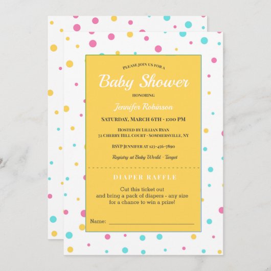 Baby shower Raffle Invitation Kaart (Voorkant / Achterkant)