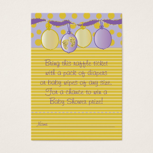 Baby shower Raffle Ticket/Baby Voetafdruk Visitekaartjes (Voorkant)