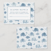 BABY SHOWER RAFFLE TICKET | Babyblauwe olifanten Notitiekaartje (Voorkant / Achterkant)