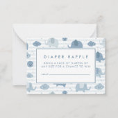 BABY SHOWER RAFFLE TICKET | Babyblauwe olifanten Notitiekaartje (Voorkant)