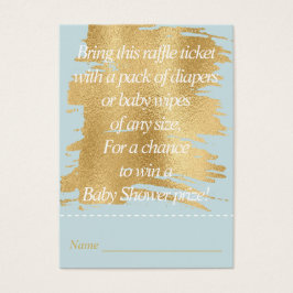 Baby shower Raffle Ticket/Classic Blue/Gold Visitekaartje